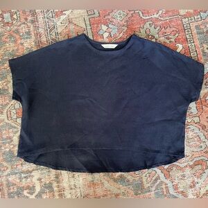 Elizabeth Suzann Linn Tee - Navy - Midweight Linen - OSM